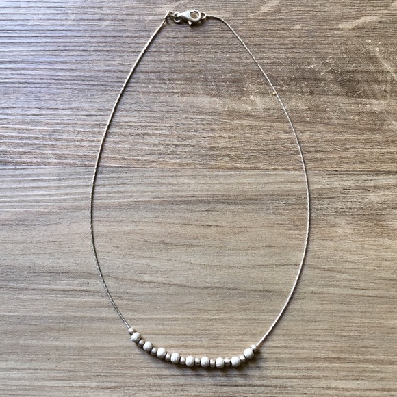 .925 Sterling Silver Stardust Beaded Necklace - Picture 2 of 8